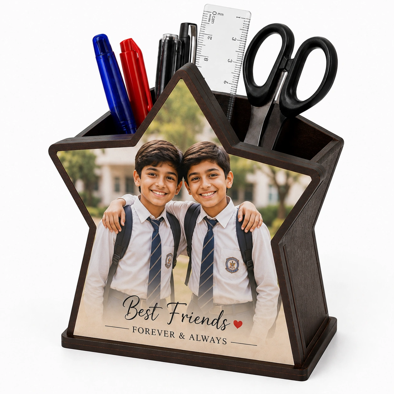 School Boys Photo Pen Stand